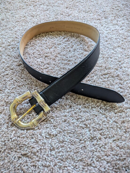 Anne Klein Accessories - Anne Klein Vintage Genuine Leather Belt With Bamboo Style Buckle Women's Large